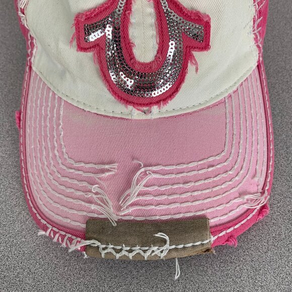 True Religion Pink Distressed Y2K Hat Strapback Cap main image 16